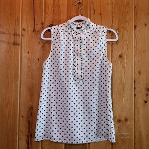 J. Crew off-white polka dot sleeveless blouse